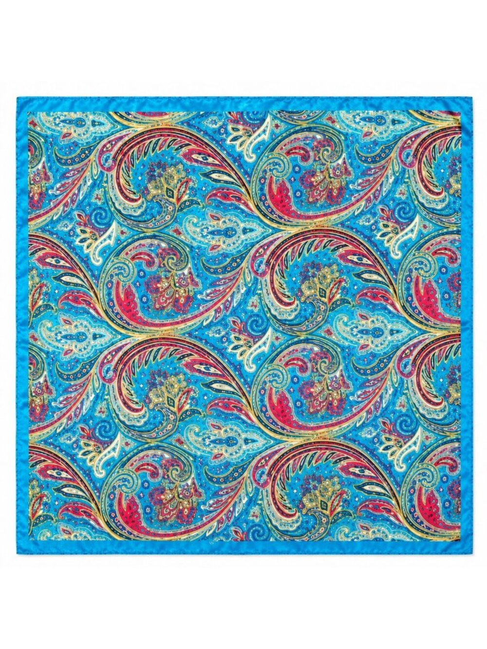 Turquoise Multicolor Paisley Wild Rag Scarf 35x35 Satin Western Cowgirl Cowboy